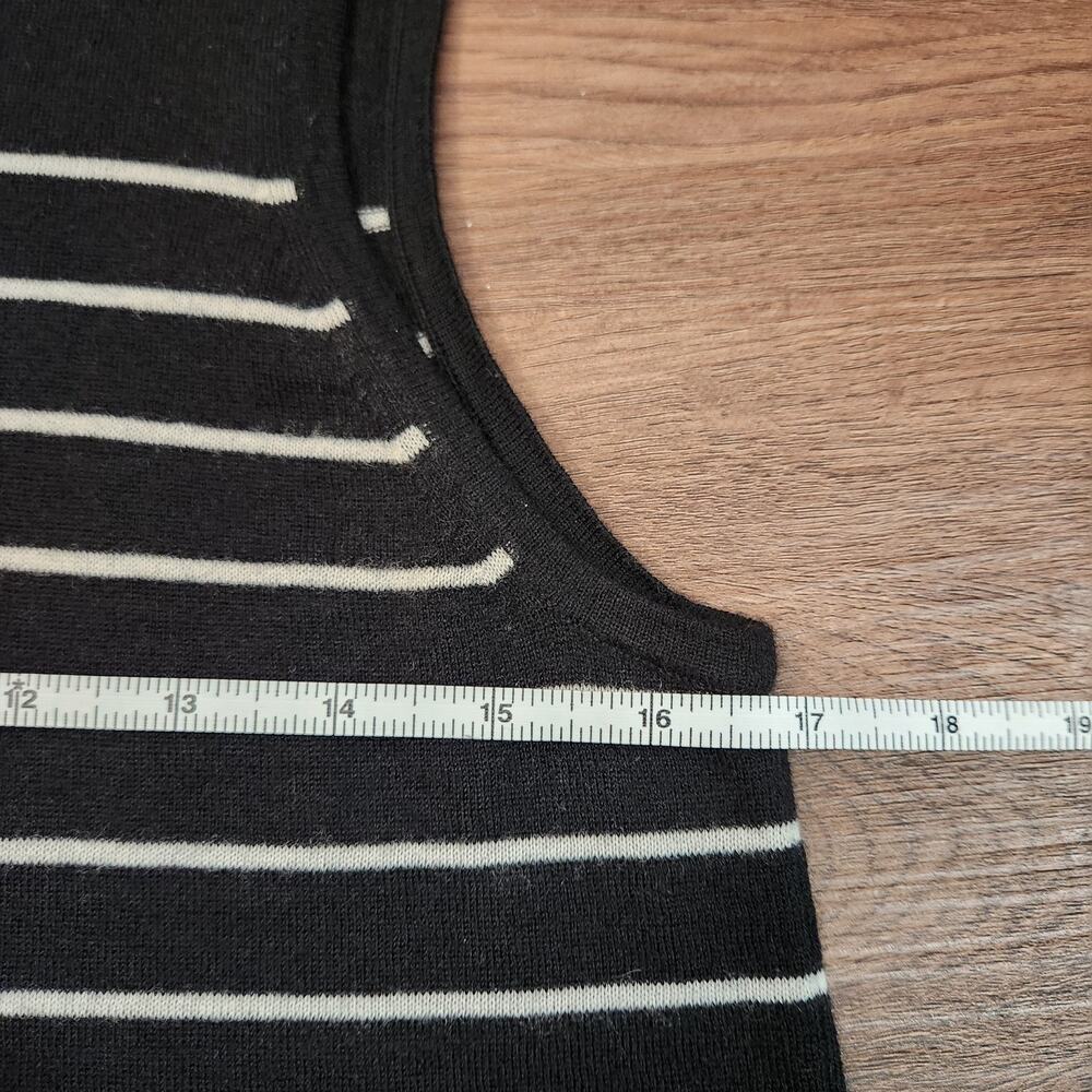 Autumn Cashmere 100% Cashmere Breton Stripe Sleeveless Swing Dress In Coal S - Picture 6 of 6